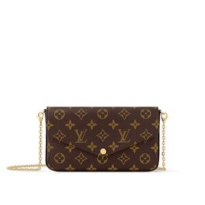 Louis Vuitton Monogram Clutch with Gold Chain NWT